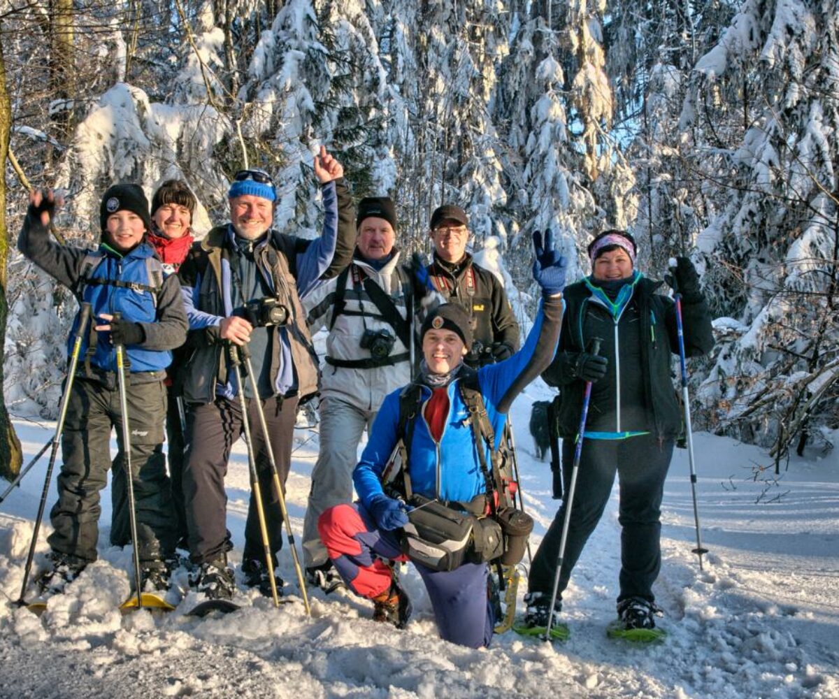 “Jäger des Lichts” unterwegs mit Schneeschuhen von Altenschneeberg zum Frauenstein